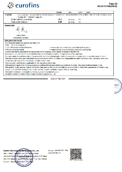 No carb certificate P2 No carb certificate P2